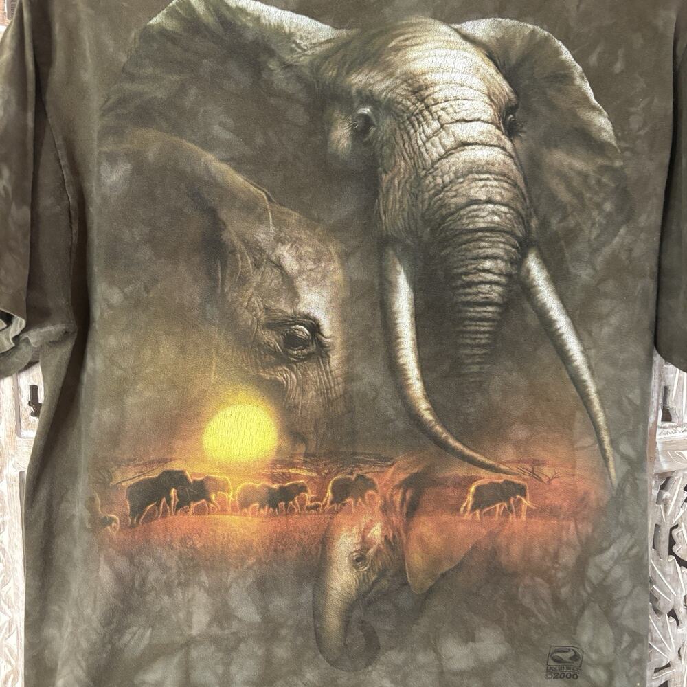 Vintage 2000 Liquid Tie Dye Elephant Nature RARE All Over Print t Shirt-SEE - Picture 2 of 8